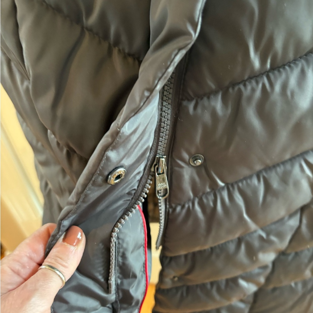 Steve Madden Long Hooded Quilted Puffer Coat in Charcoal Gray Titanium - Picture 8 of 8